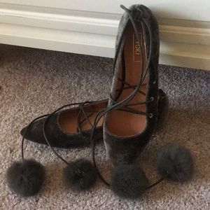 Dark Green Velvet Flats